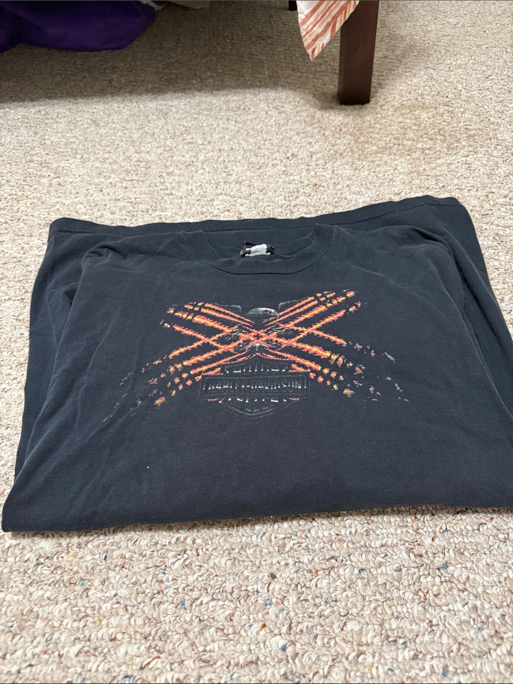Harley-Davidson Black Long Sleeve Tee with Orange Graphic